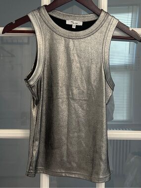 EDIT BY NINE Women's Silver Metallic Tank Top Size M